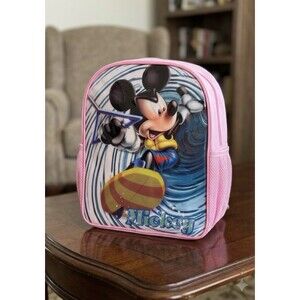 Disney Mickey Mouse Surfing Pink Mini Backpack Watersports Graphic Child’s New